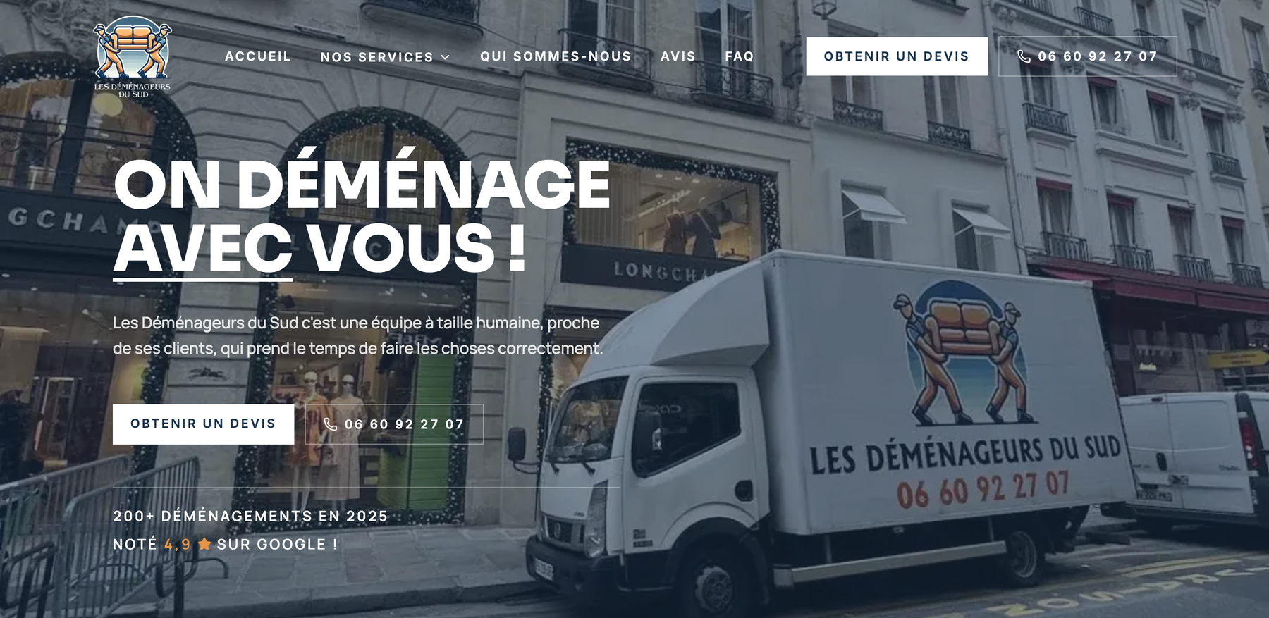 Aperçu du site Les Déménageurs du Sud